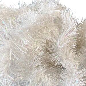 Vtg iridescent Double Glo Color Tinsel White Snow Garland 40'‎ Christmas Tree